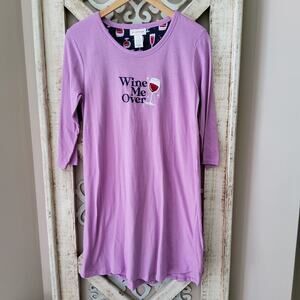 Rampage Women's Wine Me Over Lilac Purple Sleep Cotton Graphic T-Shirt